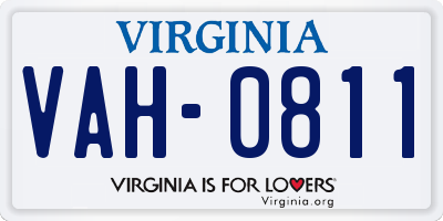 VA license plate VAH0811
