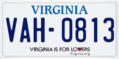 VA license plate VAH0813