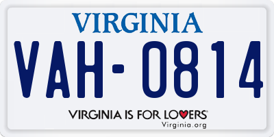 VA license plate VAH0814