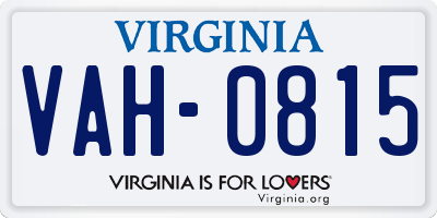 VA license plate VAH0815