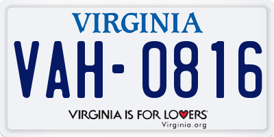 VA license plate VAH0816