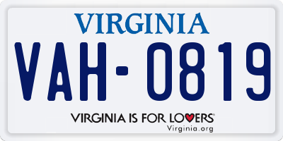 VA license plate VAH0819