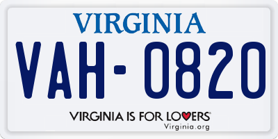 VA license plate VAH0820