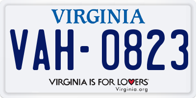 VA license plate VAH0823