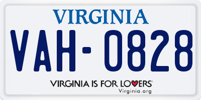 VA license plate VAH0828