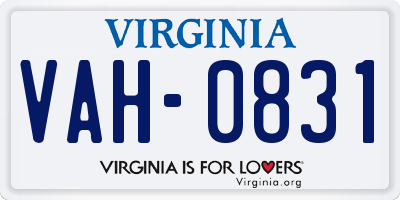 VA license plate VAH0831
