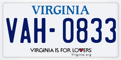 VA license plate VAH0833