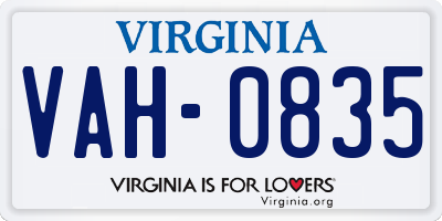 VA license plate VAH0835