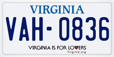 VA license plate VAH0836