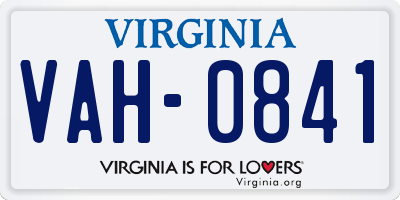 VA license plate VAH0841