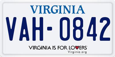 VA license plate VAH0842