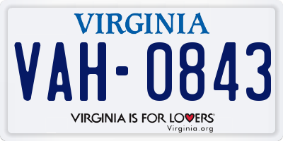 VA license plate VAH0843