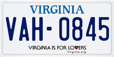 VA license plate VAH0845