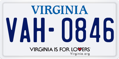 VA license plate VAH0846