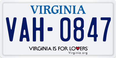 VA license plate VAH0847
