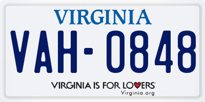 VA license plate VAH0848