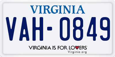 VA license plate VAH0849