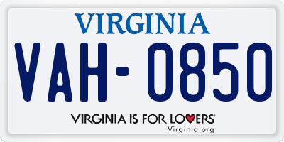 VA license plate VAH0850
