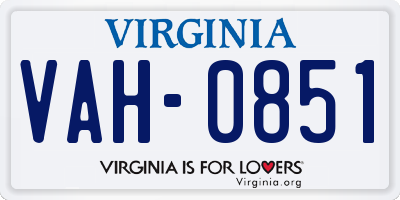 VA license plate VAH0851