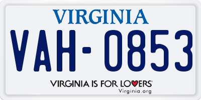 VA license plate VAH0853