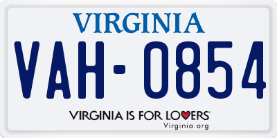 VA license plate VAH0854