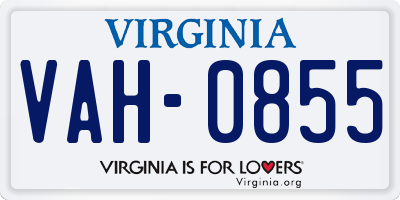 VA license plate VAH0855