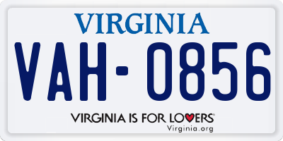 VA license plate VAH0856
