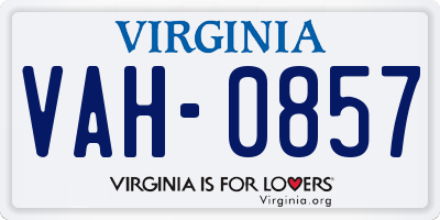 VA license plate VAH0857