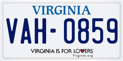 VA license plate VAH0859