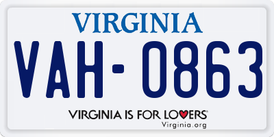 VA license plate VAH0863