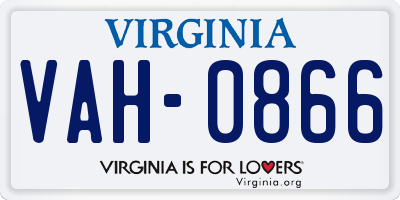 VA license plate VAH0866