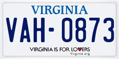VA license plate VAH0873