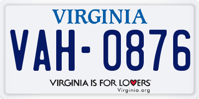 VA license plate VAH0876