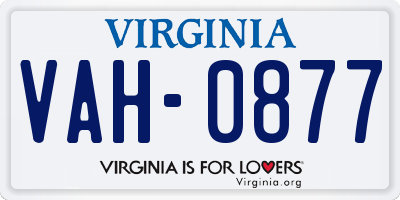 VA license plate VAH0877