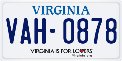 VA license plate VAH0878