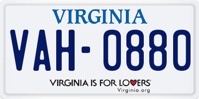 VA license plate VAH0880