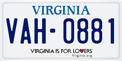 VA license plate VAH0881