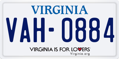 VA license plate VAH0884