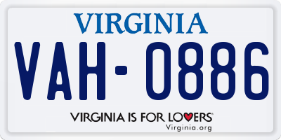 VA license plate VAH0886