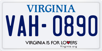 VA license plate VAH0890