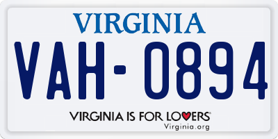 VA license plate VAH0894