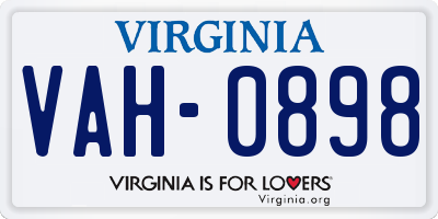 VA license plate VAH0898