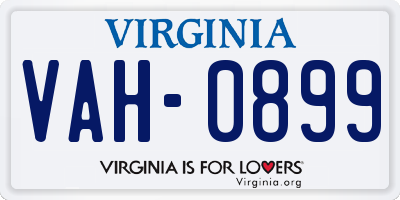 VA license plate VAH0899