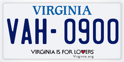 VA license plate VAH0900