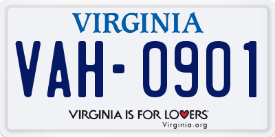 VA license plate VAH0901
