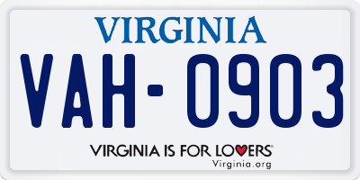 VA license plate VAH0903