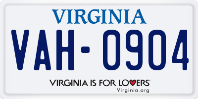 VA license plate VAH0904
