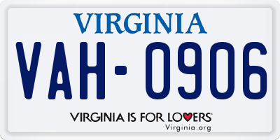 VA license plate VAH0906