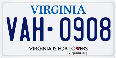 VA license plate VAH0908