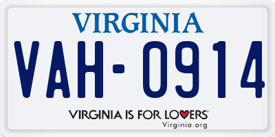 VA license plate VAH0914